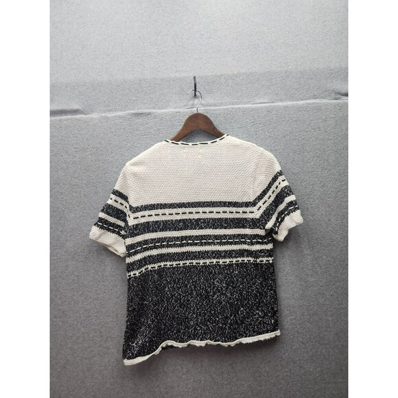 Christopher & Banks Hand Embroidered Button-Up Cardigan Sweater Medium Black & W - Picture 5 of 5